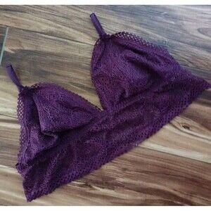 Victoria's Secret Triangle Bralette Size Large Lace Burgundy Wine   Adjustable